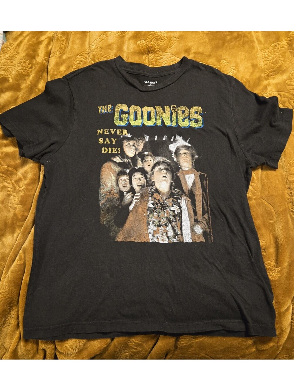 Old Navy The Goonies Never Say Die Black Graphic T-Shirt Mens Size M Retro 1985